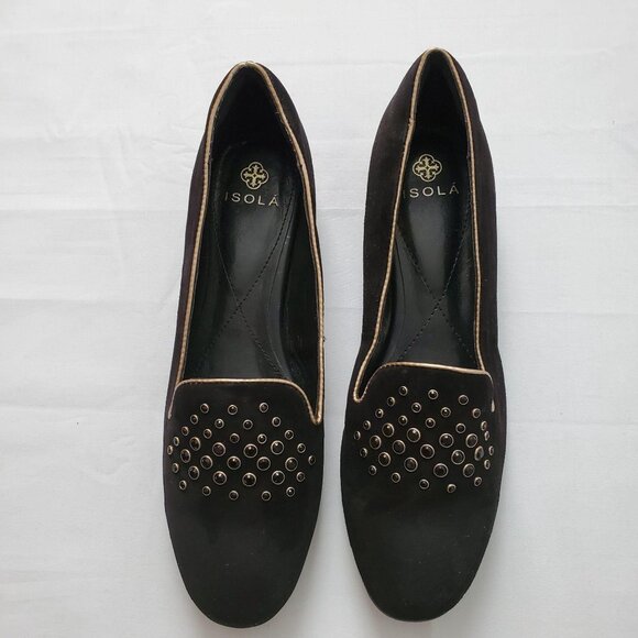 ISOLA Women’s Risa Black Suede Leather Slip-On Loafer Pump Size 8 1/2 - Picture 5 of 15